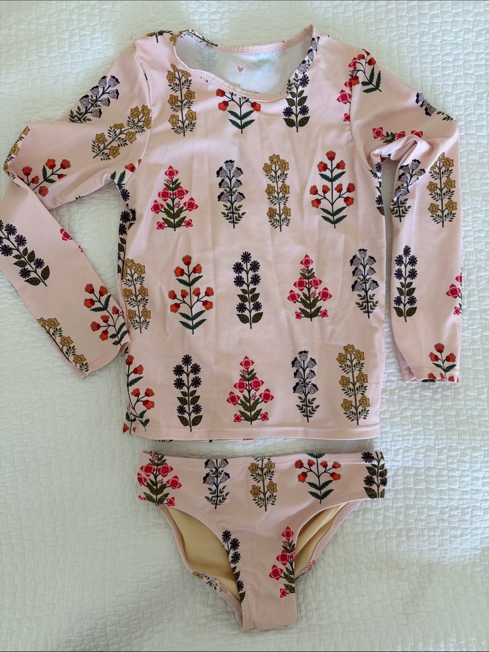 Pink Chicken Girls Pink Floral Long Sleeve Rash Guard Swim Set